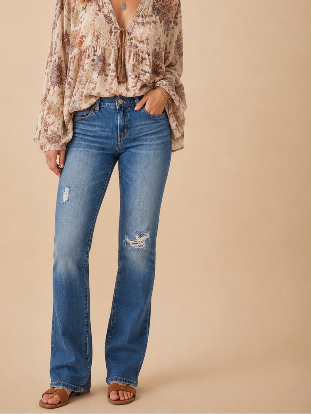 DEAR JOHN Distressed Skinny Jeans Medium Wash Stretch Denim Woman’s 28